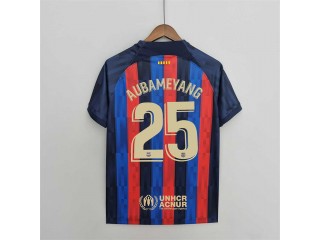 Barcelona #25 Aubameyang Home 2022/23 Soccer Jersey