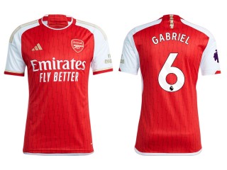 Arsenal #6 GABRIEL MAGALHÃES Red Home 23/24 Soccer Jersey
